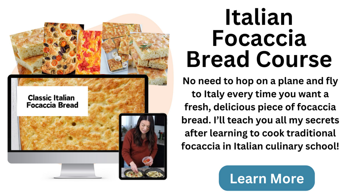 advertisement for Italian focaccia bread course.