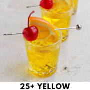 three yellow shots with text overlay.
