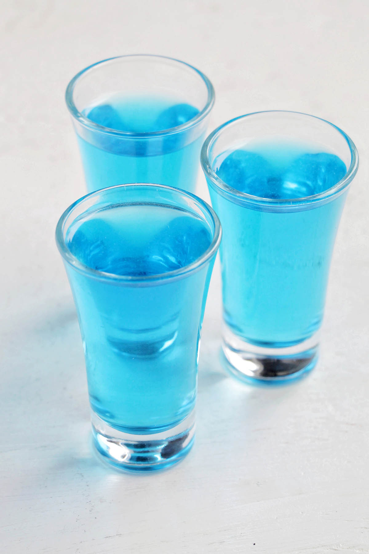 three ice blue shots.