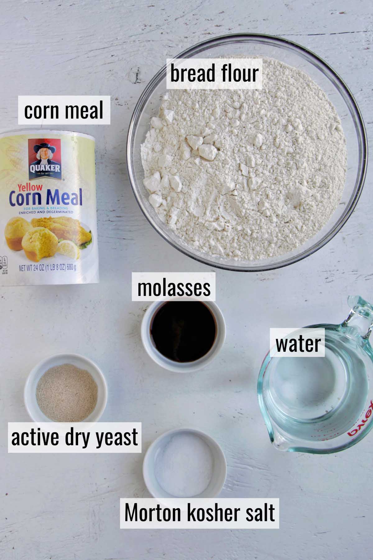 plain bagel ingredients with labels.