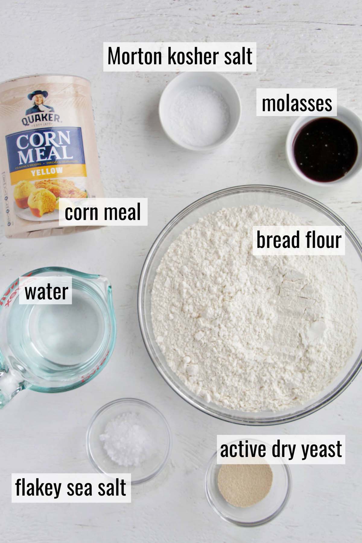 salt bagel ingredients with labels.