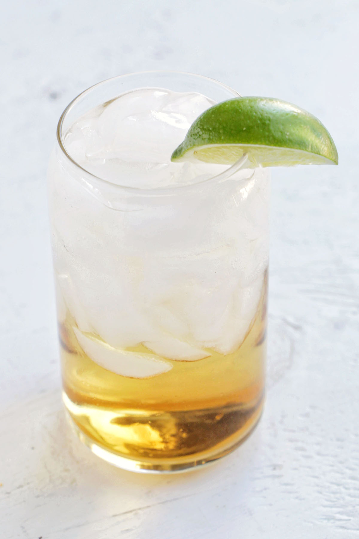 spiced rum and ginger beer with lime garnish.