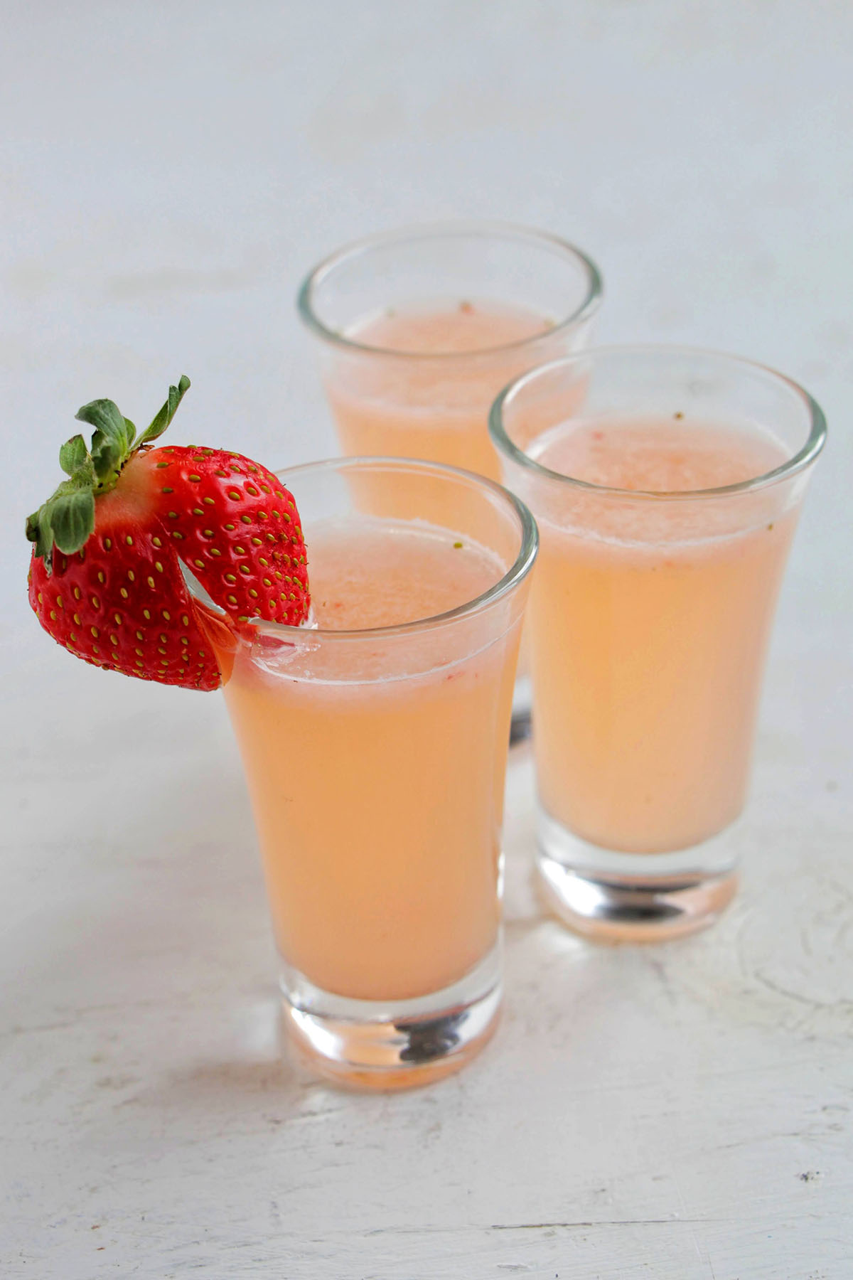 three strawberry daiquiri shots.
