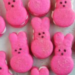 hot pink Peeps bunny marshmallow macarons.