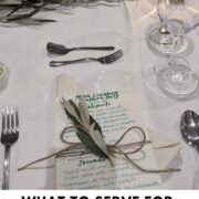 fancy dinner table setting with text overlay.