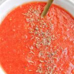 Italian pizza sauce in bowl.