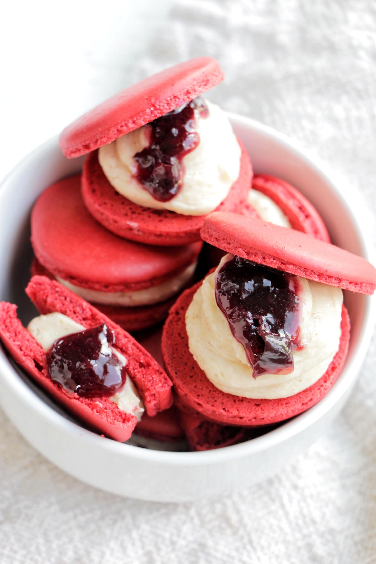cherry compote macarons.