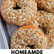 oatmeal bagels with text overlay.