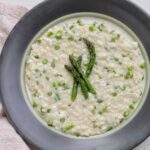 plate of asparagus risotto.