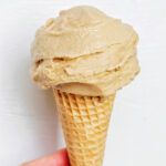 coffee gelato on a cone.