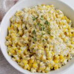 creamed corn in a bowl.