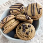 edible cookie dough macarons in a bowl.