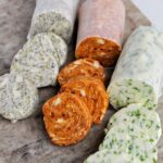 three types of compound butter logs.