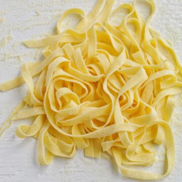 pile of tagliatelle pasta.