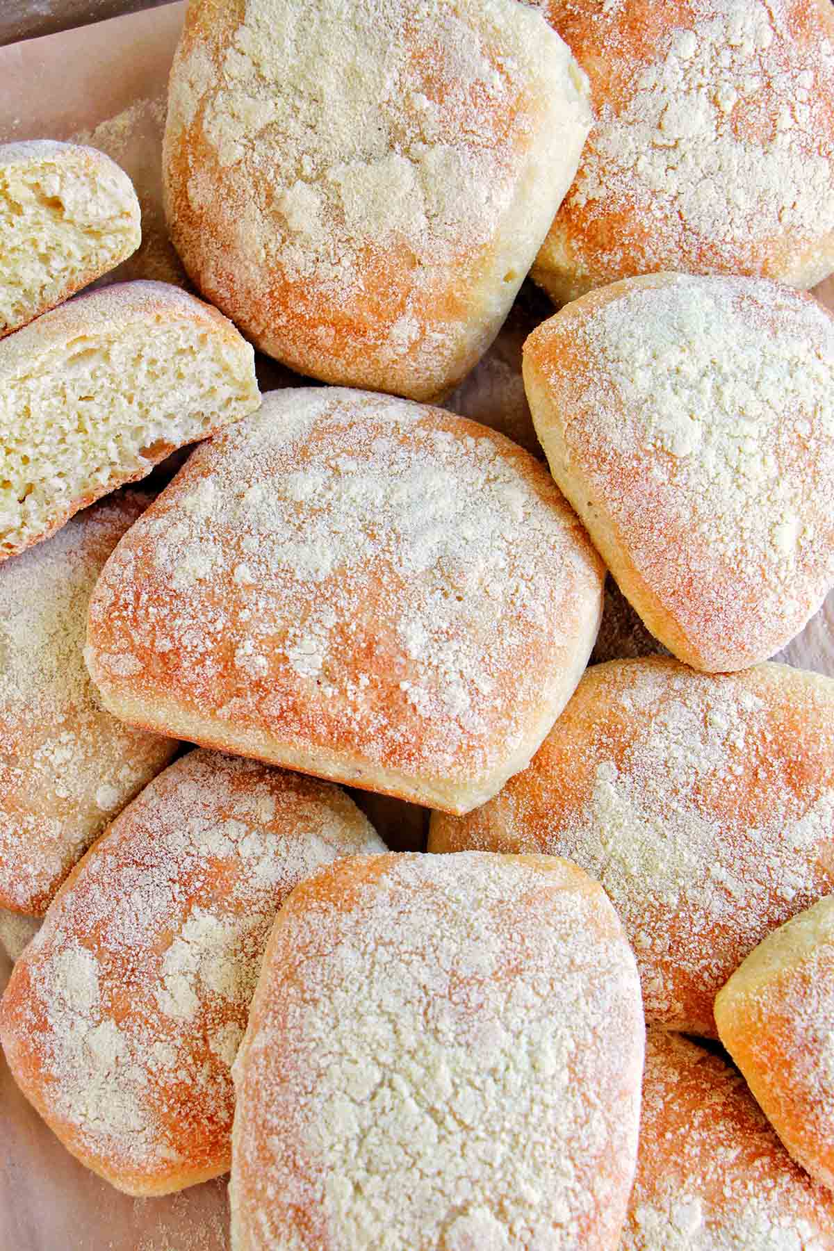 tray with ciabatta rolls.