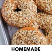 oatmeal bagels with text overlay.
