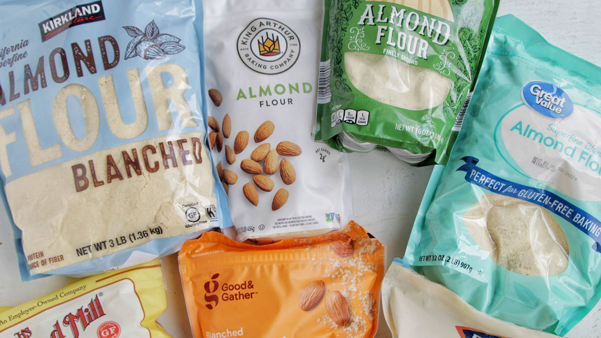 various bags of almond flour.