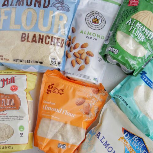 various bags of almond flour.