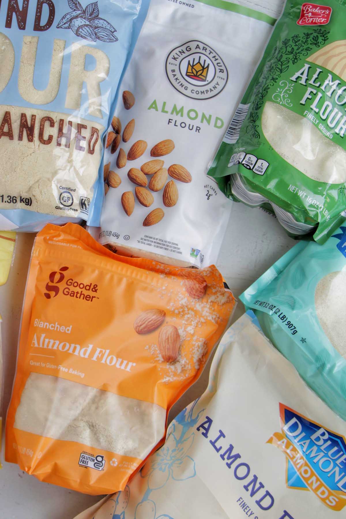 various bags of almond flour.