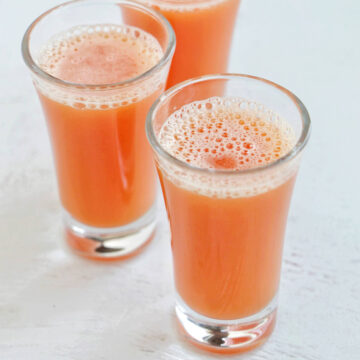 three orange colored shots.