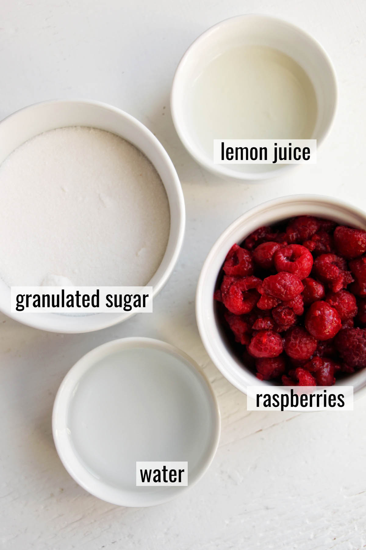 raspberry jam ingredients with labels.