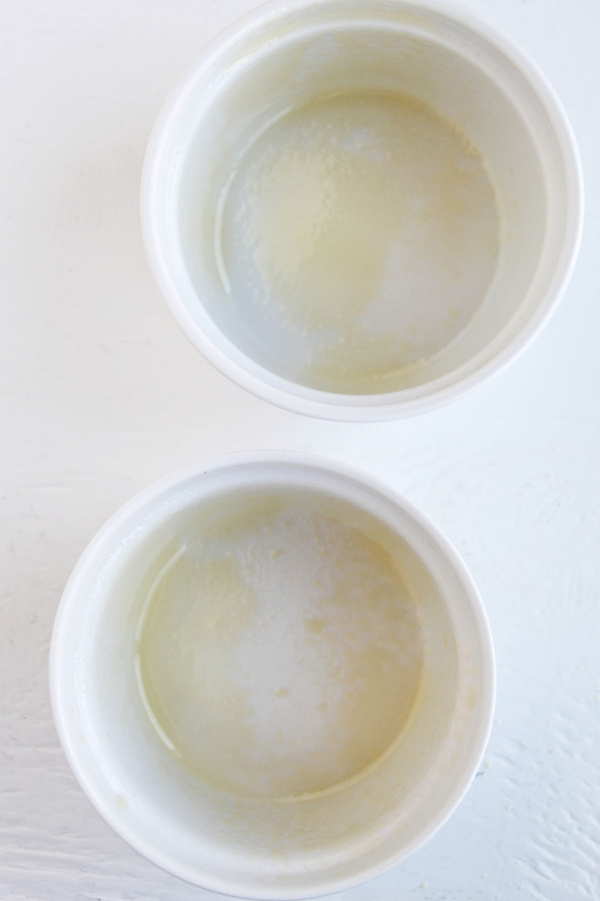two ramekins greased with nonstick spray.