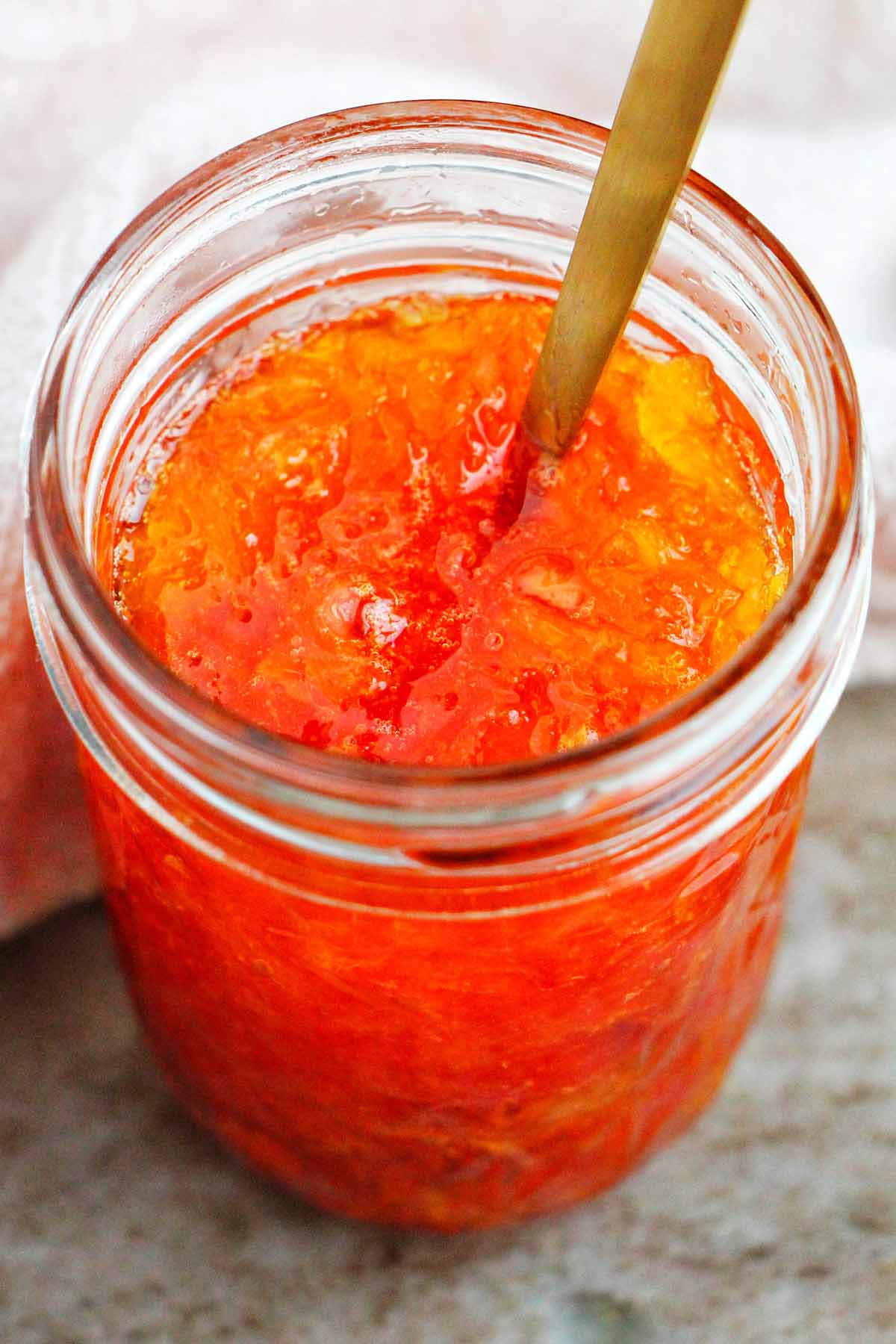 orange jam in a jar.
