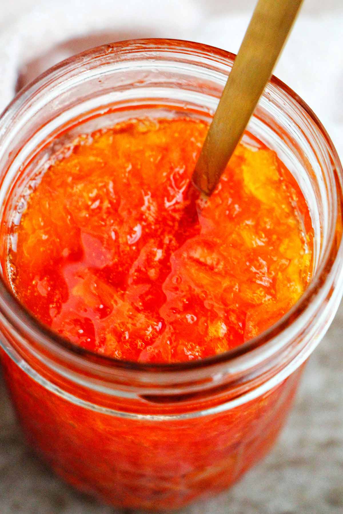 orange jam in a jar.