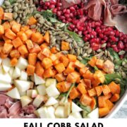 fall cobb salad with text overlay.