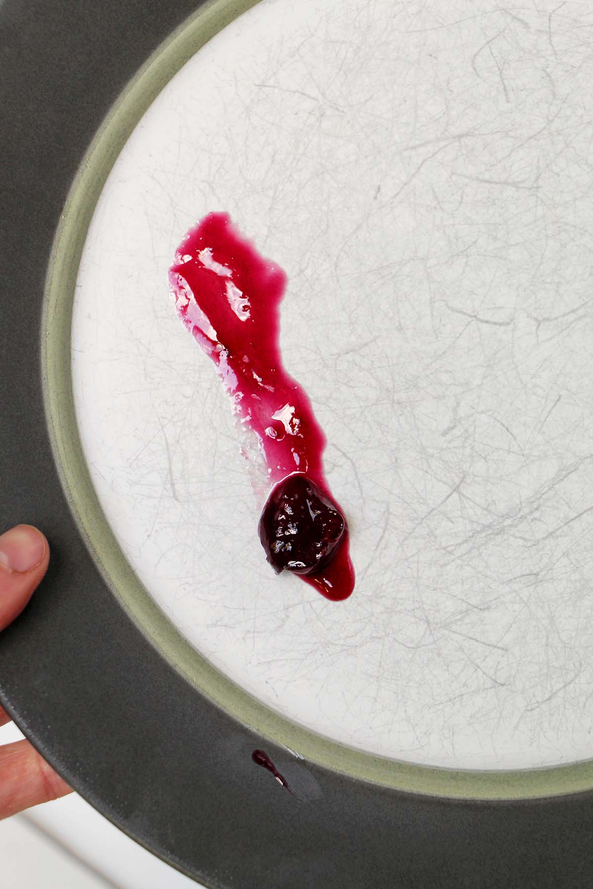 cherry jam running on cold plate.