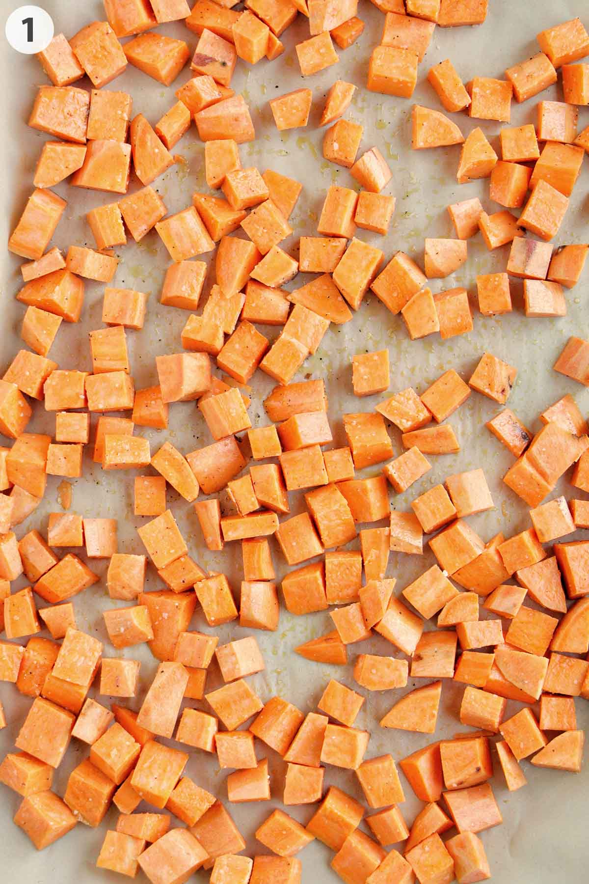 numbered photo showing prepped sweet potatoes.
