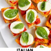 focaccia bites with text overlay.