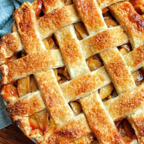 baked handmade pie crust topped with turbinado sugar.